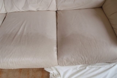 Leather lounge cushions during cleaning